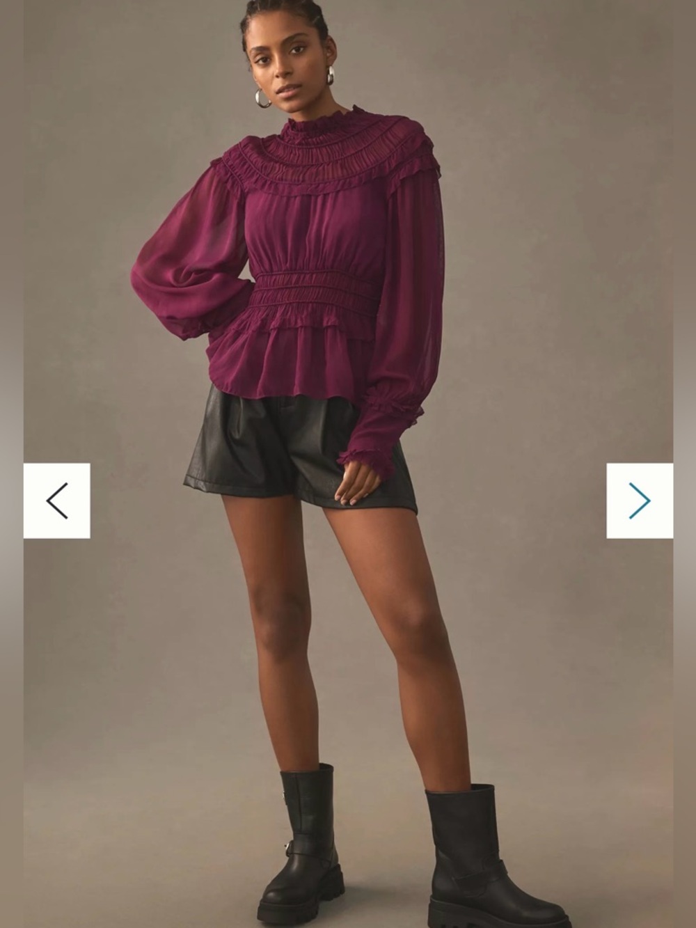 FARM RIO Burgandy Ruffled Blouse